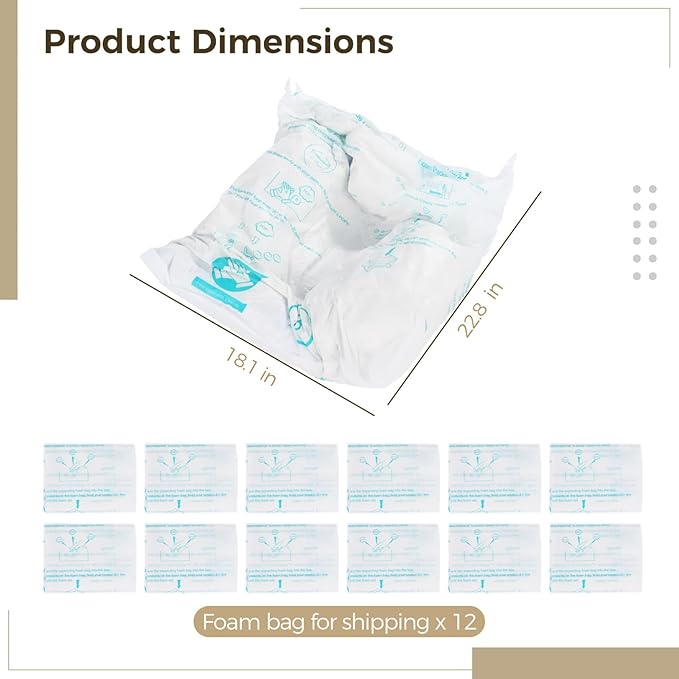 Foam Bags For Shipping 12 PCS 18×23 Inch, Handy Temperature-Activated Expanding Pouches, Instant Pack Quick Packaging - Protective Parcel Solution
