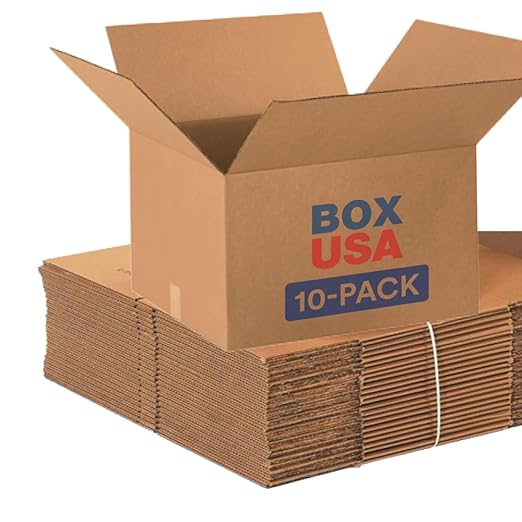 BOX USA Moving Boxes Large 20"L x 18"W x 12"H 10-Pack - Corrugated Cardboard Box for Shipping, Mailing, Packing, Packaging and Storage