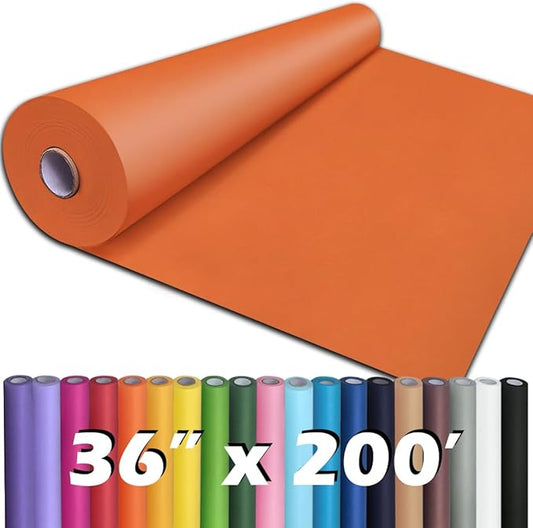 PerkHomy 36" x 2,400" (200') OrangeRed Kraft Paper Roll for Craft Bulletin Board Paper Art Table Covering Crafting Gift Wrapping Bouquet Packing Parcel 80GSM 55LB (OrangeRed, 36" x 200')