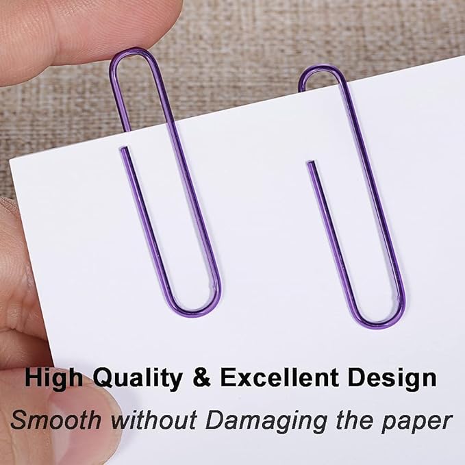 Vinaco Purple Paper Clips, 400PCS Medium & Jumbo (1.3 & 2 inch) Durable, Rustproof Coated Paper Clips for Office & School Document Organizing