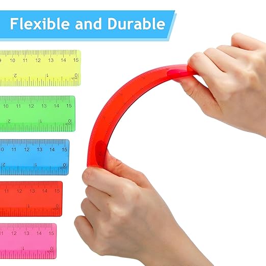 Zonon 200 Pcs Rulers Bulk Plastic Flexible Straight Rulers with Inches and Centimeters for First Day of School Gift for Students Back to School Office Supplies (Transparent Bright Color,6 Inch)
