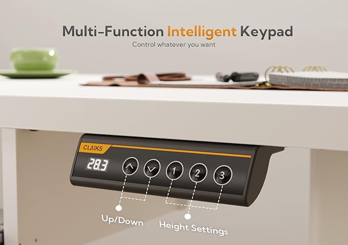 Claiks Standing Desk with Keyboard Tray, Electric Standing Desk Adjustable Height, 48x24 Inches Sit Stand up Desks with Splice Board, Raising Desks for Home Office, White