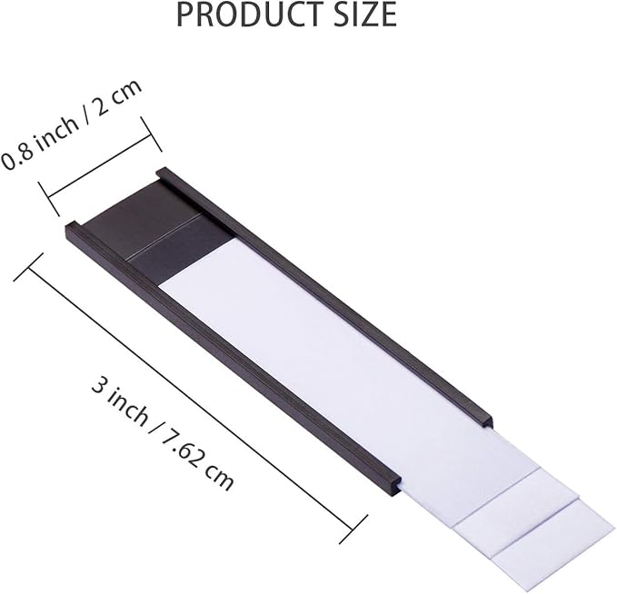 Eeoyu Magnetic Label Holders with Magnets Magnetic Data Card Holders with Clear Plastic Protectors for Metal Shelf, Whiteboard, Set of 50 (0.8 x 3 Inch)