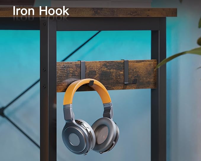 Coleshome 66" L Shaped Larger Gaming Desk, Corner Computer Desk, Sturdy Home Office Computer Table, Writing Workstation, Vintage