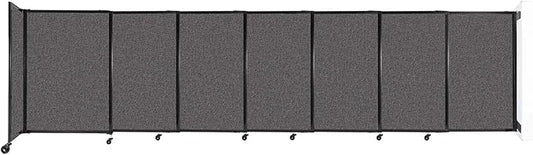 Wall-Mounted Sliding StraightWall Room Divider | Adjustable Widths | Locking Wheels | Room Separator | Up to 15'6" Wide x 4' Tall Charcoal Gray Fabric Panels