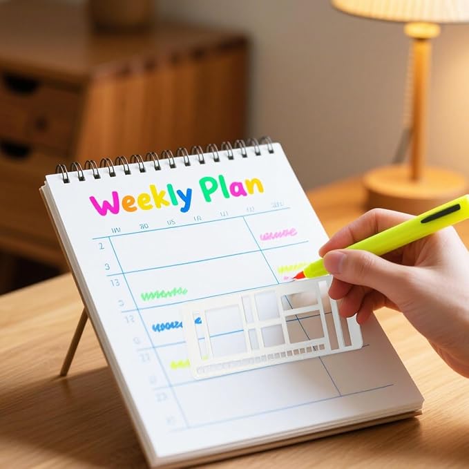 Handmade Flexible Record Template, Planner Stencils Set, Drawing & Lettering Templates for Journaling, Calendar, Scrapbooking & DIY Craft Supplies (Style-A2)