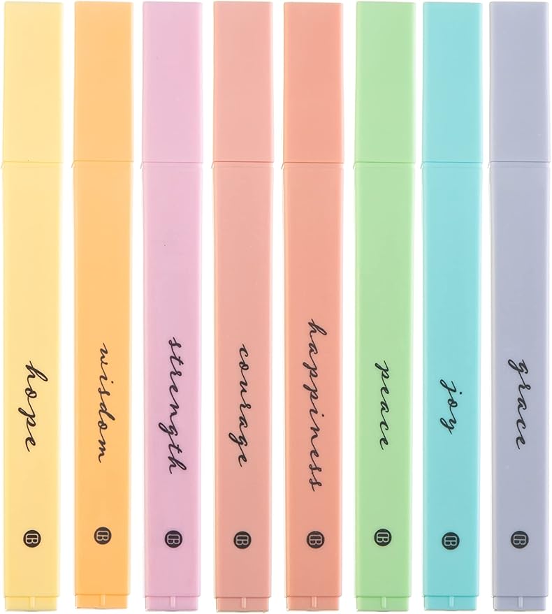 DIVERSEBEE Bible Highlighters with Soft Chisel Tip, 8 Pack Assorted Colors Pens No Bleed, Quick Dry Set, Cute Aesthetic Markers, Bible Study Journaling Supplies and Accessories (Pastel)