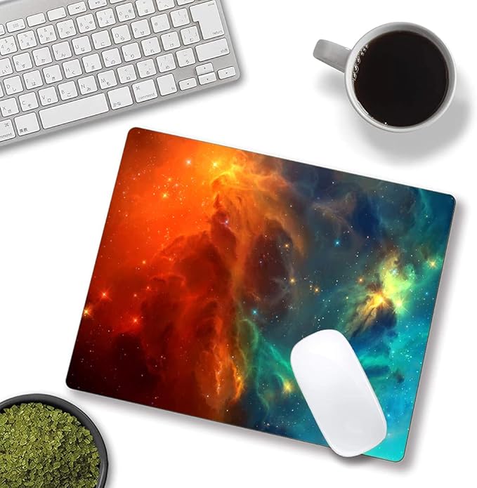 Hokafenle Mouse Pad, Square Personalized Computer Mouse Pads with Galaxy Design, Washable Mouse Mat, Gaming Office Home Non-Slip Rubber Base Mousepad