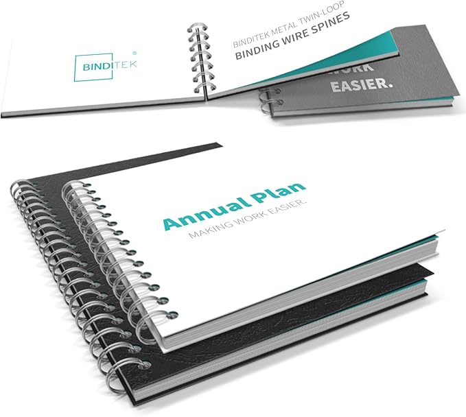 Binditek 50 Pack Double Loop Wire Binding Spines, 5/8 in Binding Wire for Letter Size, 2:1 Pitch, 140 Sheet Capacity, 21-Loop, 5 Assorted Colors (Black, Gold, Silver, White, Rose Gold)