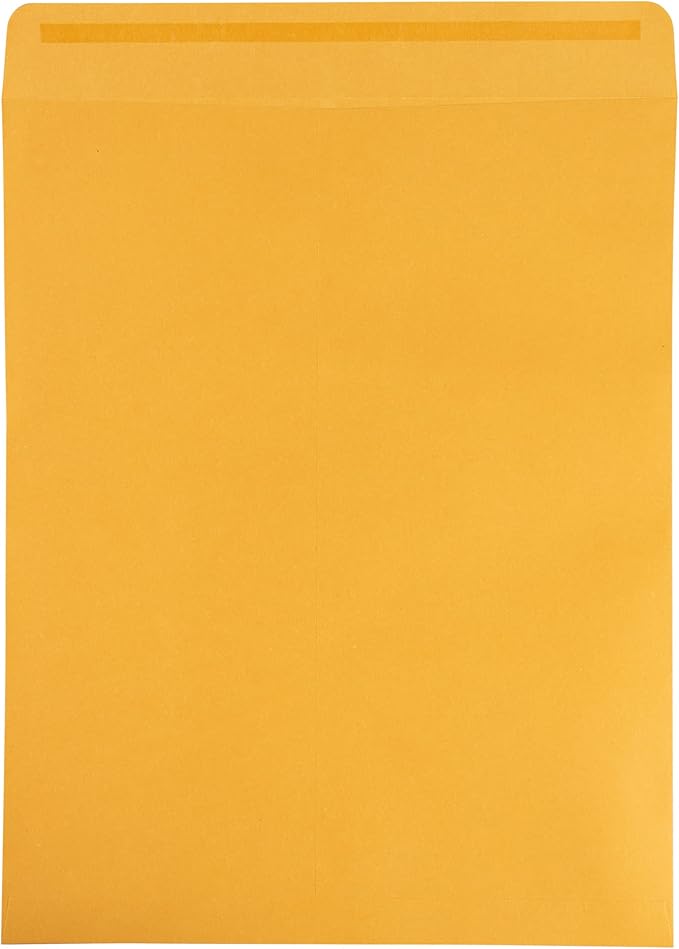 JAM PAPER 11 1/2 x 14 1/2 Open End Catalog Commercial Envelopes with Peel and Seal Closure - Brown Kraft Manila - Bulk 250/Box