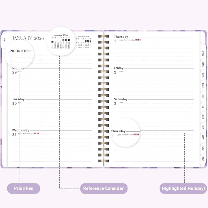 2026 Planner, Weekly and Monthly Calendar Academic Planner, Jan 2026 - Dec 2026, Planning Agenda Book for Desk Accessories and School Supplies - A5 (6.3'' x 8.5'')