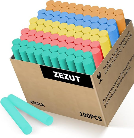 Colored Chalk 100PCS, Low Dust Chalks Stick Bulk for Chalkboard Blackboard Non-Toxic