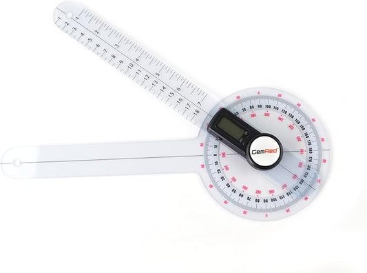 GemRed 12" Digital Goniometer 360 Degree Physical Therapy Plastic Protractor for Joint Range of Motion ROM Measurement