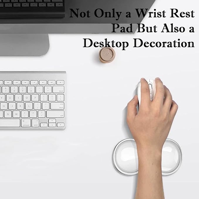 Mouse Wrist Rest Pad, 5.71" Ergonomic Cool Silicone Gel Wrist Support Pad for Effortless Typing & Pain Relief, Non-Slip Base Wrist Support Cushion for Gaming, Computers, Laptops, Office Transparent