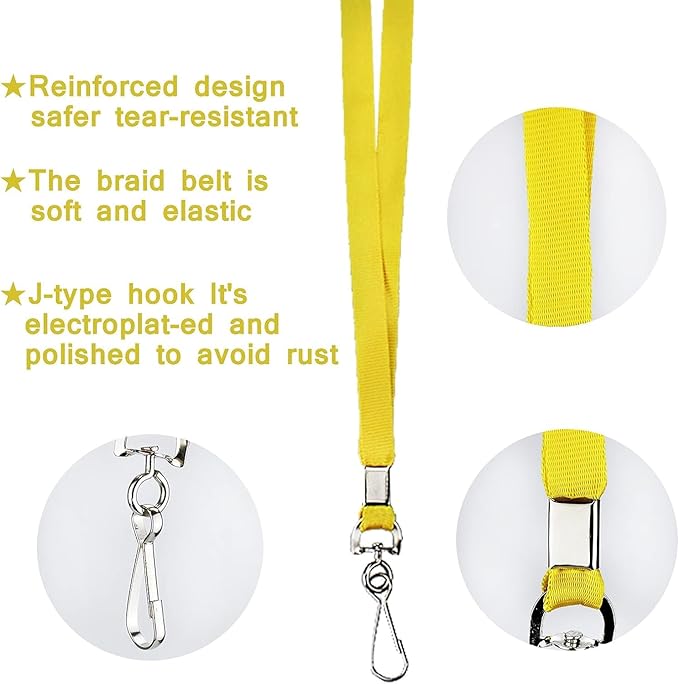 Bulk Lanyards Lanyards for ID Badges,Lanyards with Swivel Hook Clips for Name Tag Lanyard ID Holder (Yellow, 100 packs)