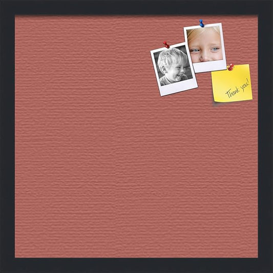 PinPix 16x16 Inch Cork Bulletin Board. This Decorative Framed Pin Board Comes with Crimson Pastel Design and a Satin Black Frame. Ideal for Home Office Decor or Message Board (PinPix-1807)