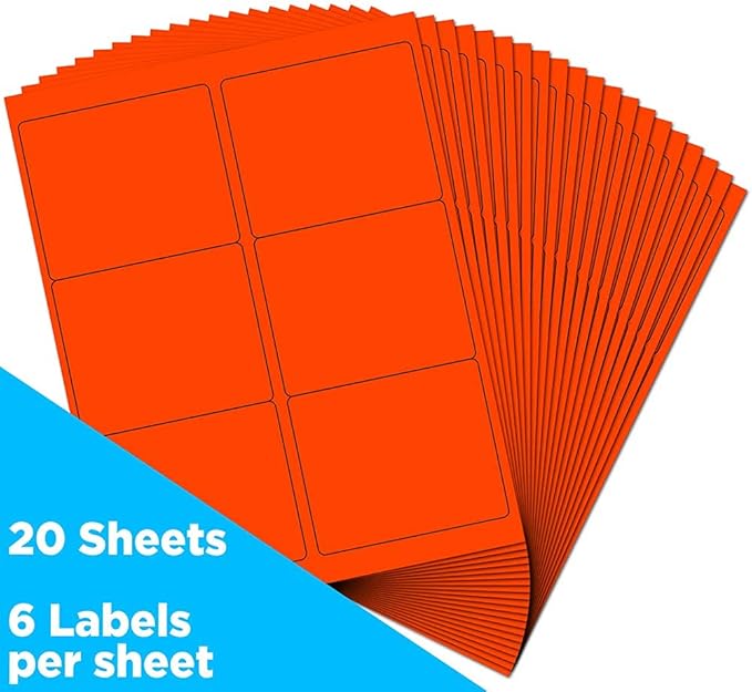 JAM PAPER Shipping Address Labels - Large - 3 1/3 x 4 - Neon Fluorescent Red/Orange - 120/Pack