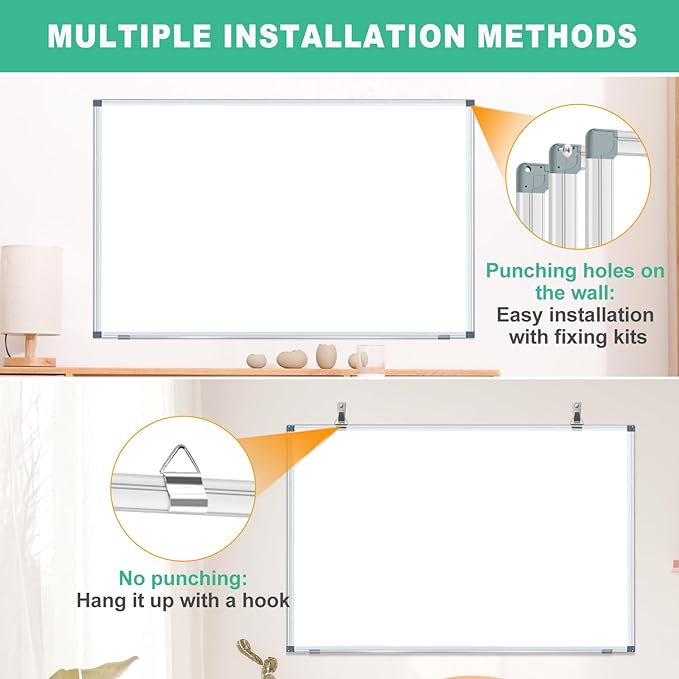 H-Qprobd 3' x 2' Whiteboard Dry Erase White Board for Wall 36x24 (3pcs) Magnetic Boards for Office Classroom & Home, Small Wall Whiteboard Including 6 Markers, 20 Magnets, 2 Erasers