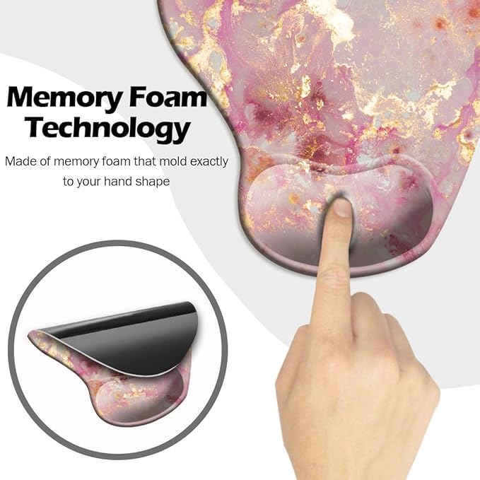 DOOKE Ergonomic Mouse Pad with Wrist Support and Coaster,Mouse Pads with Non-Slip PU Base for Home Office Working Studying Easy Typing & Pain Relief Luxury Marble