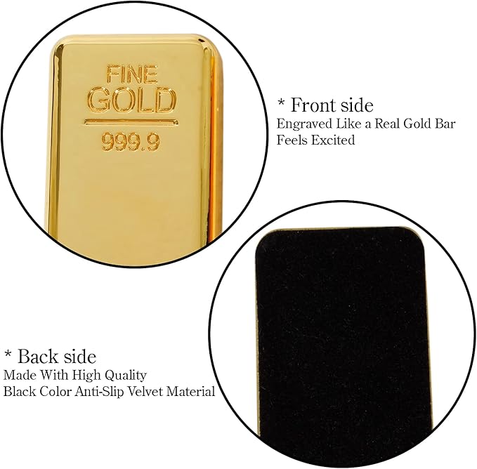 Pack of 1 Fake Gold Bar Paperweights for Office Desk – Luxury Gift for Men & Women, Stylish Birthday & Anniversary Present, Elegant Jewelry Shop Decor (3.15" x 1.57" x 0.39")