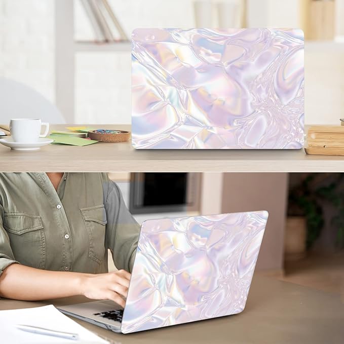 for MacBook Air 13 inch, MacBook Air Case 2021-2018 M1 A2337 A2179 A1932 with Retina Display Touch ID, Plastic Hard Case + Keyboard Cover + Webcam Cover + Screen Protector, Pink Crystal