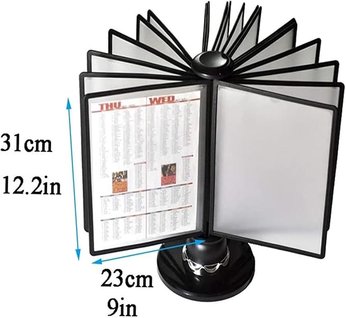Rotatable Desk Reference Organizer Deluxe Desktop Flip Display Folder 20 Double-Sided Panels 40 Sheet Capacity Multifunctional Desktop Reference System for Office Hotel