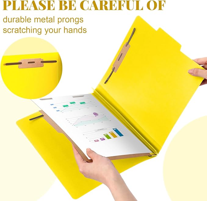 Skyygemm 72 Pcs Classification Folders Letter Size, 1 Divider Pressboard File Folder with Fasteners, Expanding File Organizer Bulk for Teachers, Clergy, Office, Church, Christmas Donations (Yellow)