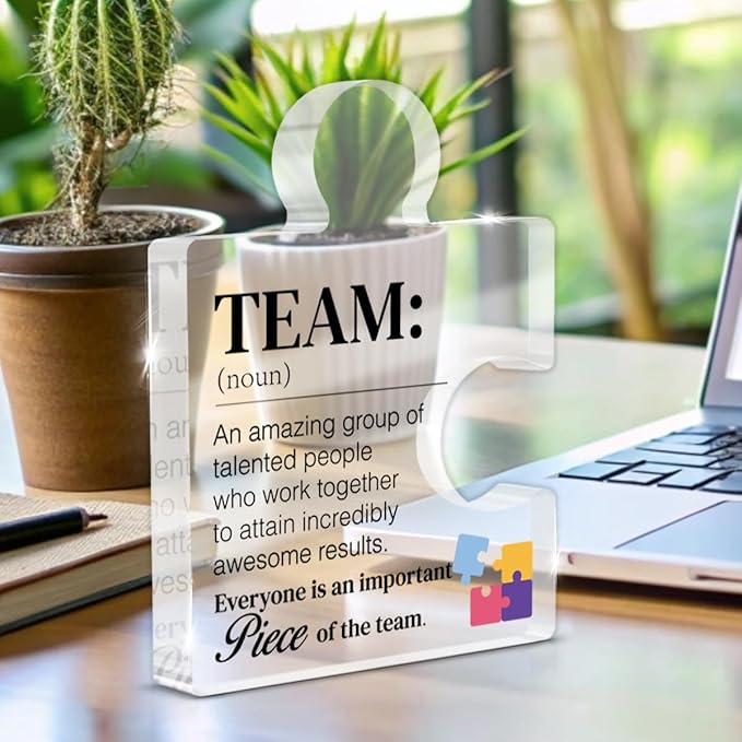 Team Gift Thank You Appreciation Gifts for Coworkers Colleagues Employees Team Definition Acrylic Puzzle Piece Plaque Office Decor