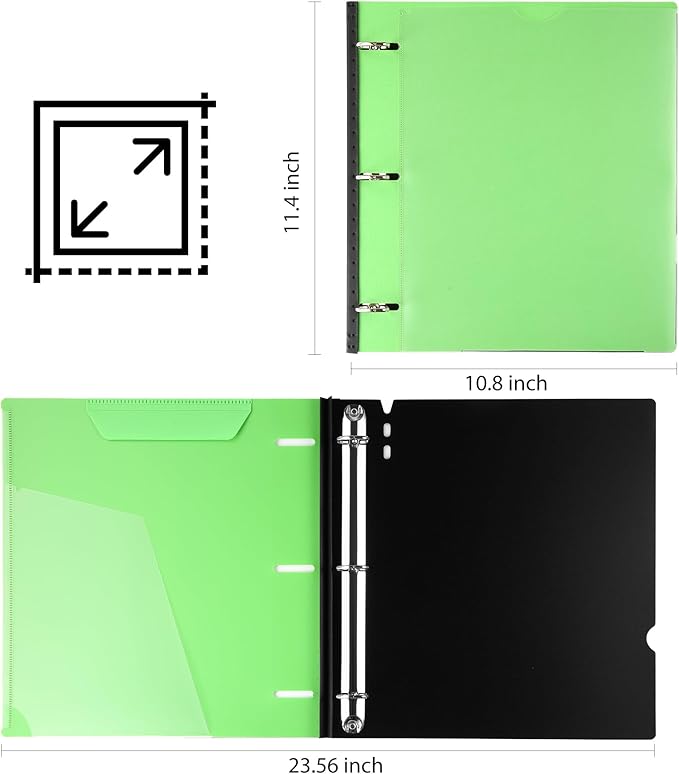 WOT I Telescoping 3 Ring Binder 1 Inch 12-Pack, Expandable Flexible Binder - Patented Design for Easy Portability, Holds 225 Sheets, 4 Bright Colors for School, Office&Home Organization