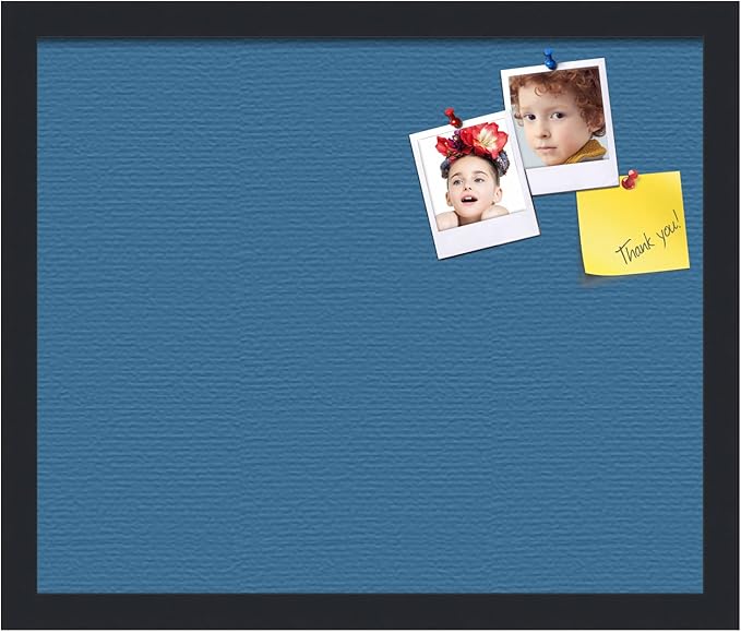 PinPix 18x15 Inch Cork Bulletin Board. This Decorative Framed Pin Board Comes with Navy Pastel Design and a Satin Black Frame. Ideal for Home Office Decor or Message Board (PinPix-1811)