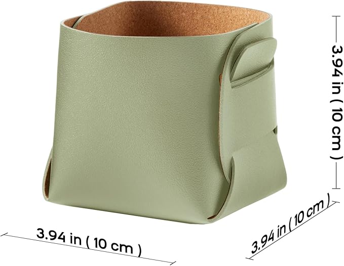 HOMIEAZICOZI 2-Pack Cork Leather Desk Accessories Storage - Pencil Pen Holder - Makeup Brush Holder Organizer - Stylish Addition to Home Decor (Light Green)