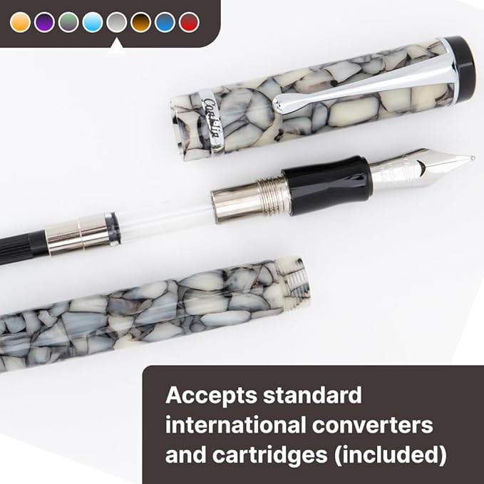 Conklin Duragraph Fountain Pen Cracked Ice - Stub Nib, Elegant Tool for Calligraphy & Signatures
