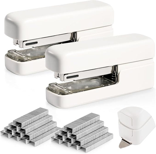 deli Stapler, Desktop Staplers with Integrated Staple Remover, 45 Sheet Capacity Office Stapler, 2 Pack, White