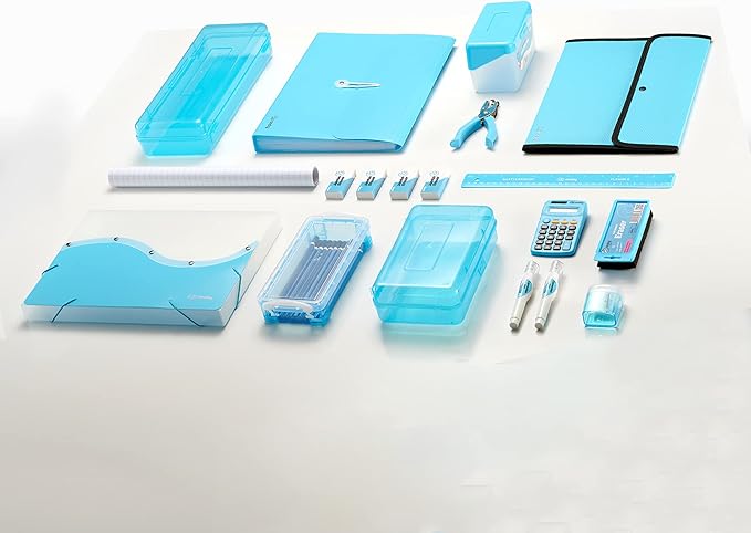 3 Ring Binder Blue, 1.5 Inch Clear View Cover with 2 Inside Pockets Binder, Colored School Supplies 1 ½ Inch Round Ring Binders, Also Available in Red, Pink, Purple, Green, and Grey (6 PC) – by Enday