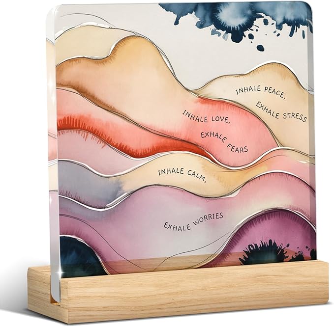 Therapy Office Decor, School Counselor Gifts, Mental Health Office Desk Decor, Gifts for Women Therapist Psychologist School Counselor, Halloween Christmas Gift Inhale Exhale Sequence Acrylic Sign