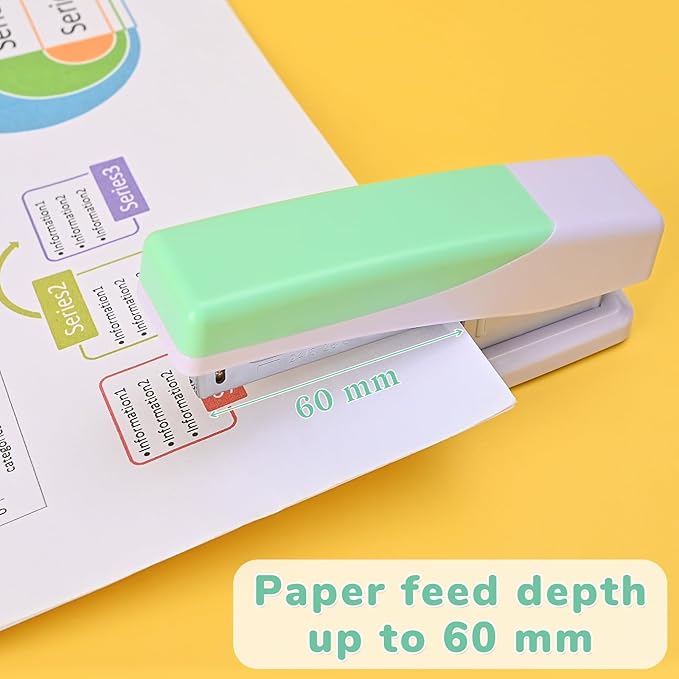 Temiary Morandi Desktop Stapler with 400 Standard Staples, 25 Sheet Capacity, Jam Free, No Effort Staplers for Classroom Office (Green)