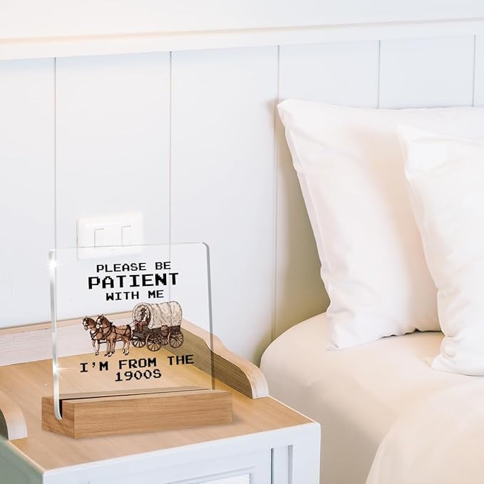 Funny Retro Acrylic Plaque Gifts for Friends Coworkers, Western Gifts for Women Men Besties, I'm From the 1900s Office Desk Signs Decor 4 × 4 Inches