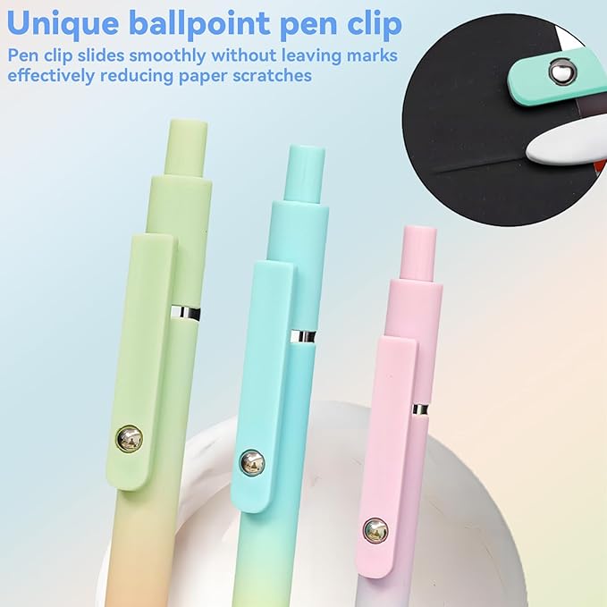 Gel Pens, 5Pcs 0.7mm Fine Point Black Ink Pens With Smooth Wirting,Office Desk Accessories,Quick Dry Pens For Journaling,Ballpoint for School Supplies, Gift for Women Men Student(Gradient)