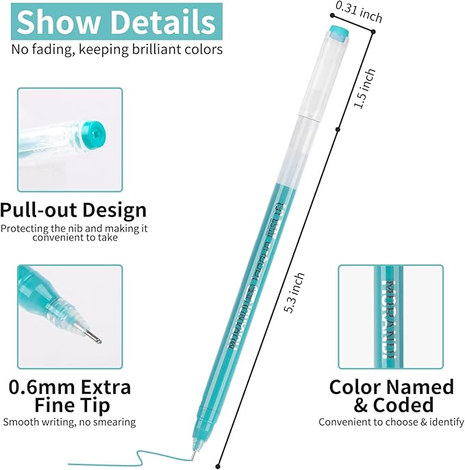 Gel Pens For Coloring, 18 Pack Colored Pens for Black Paper & White Paper, 0.6MM Fine Point Pens for Coloring, Writing, Drawing, Journaling, Note Taking, School, Office, Home