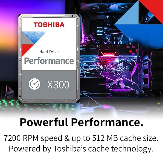 Toshiba X300 8TB Performance & Gaming 3.5-Inch Internal Hard Drive – CMR SATA 6 GB/s 7200 RPM 512 MB Cache - HDWR780XZSTA