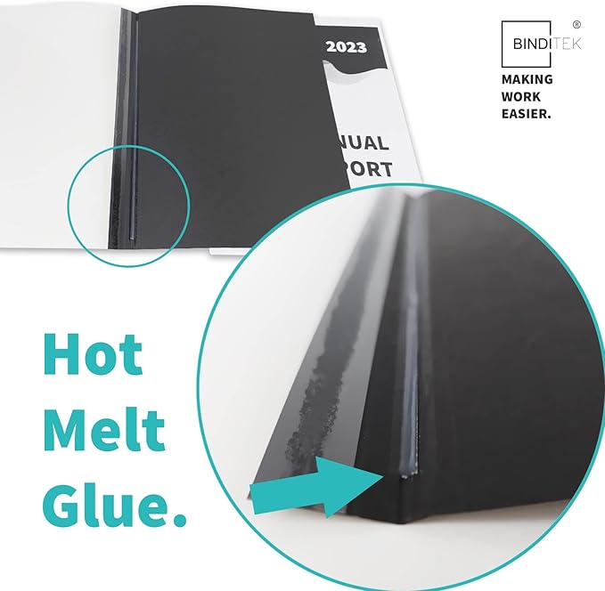 Binditek 10 Pack Thermal Binding Presentation Covers, 1/2 Inch Spine, Holds 95 Sheets, Ultra Clear Front Cover, Black Paper Back Cover, Letter Size, for Students and Coworkers