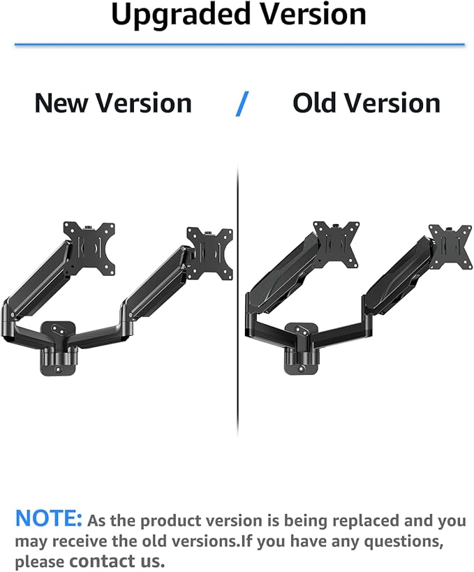 MOUNTUP Dual Monitor Wall Mount for 2 Max 32 Inch Computer Screen, Fully Adjustable Gas Spring Double Monitor Arm, Wall Mounted Monitor Holder Support 4.4-19.8lbs Display, VESA Bracket 75x75, 100x100
