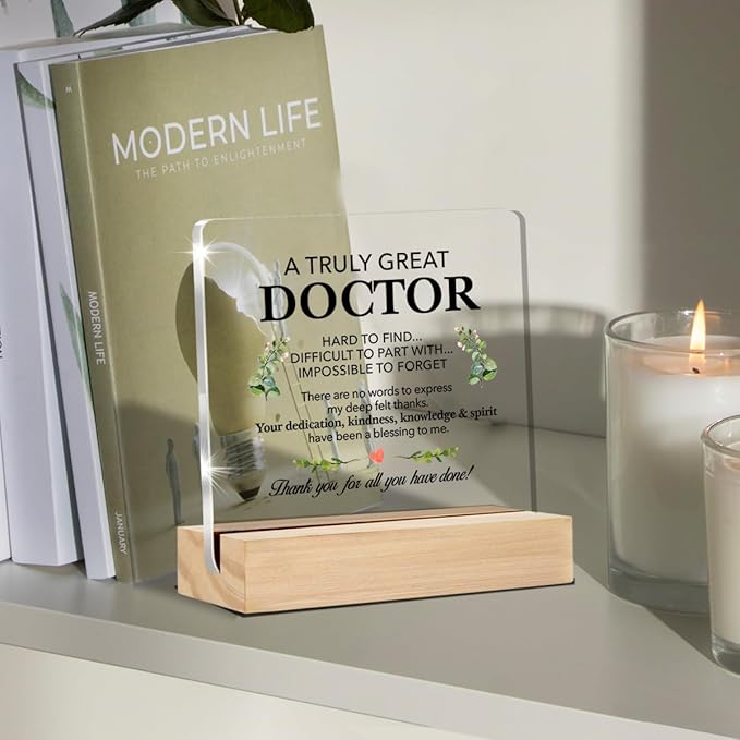 Thank You Doctor Gifts a Truly Great Doctor Clear Desk Decorative Sign Doctors Appreciation Gift for Birthday Retirement Acrylic Sign with Stand Table Plaque Sign Keepsake