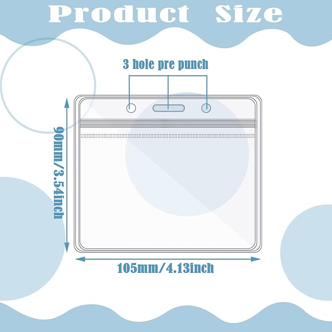 Zonon 150 Pcs Name Badge Holders Clear Plastic ID Card Name Tag Holders Badge Sleeves Horizontal Waterproof Transparent PVC Sleeve Cover Pouch for Office School Travel(4.13 x 3.54 Inch)