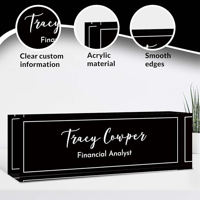 Desk Name Plate Personalized, Custom Name Plate for Desk, Acrylic Desktop Accessories, Office Gift & Decor for Women Men, Teacher Nurse Boss Employee Appreciation Gifts