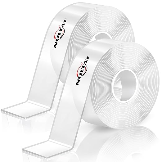 Strong Double Sided Tape Heavy Duty Double Sided Tape for Walls, Clear & Tough Double Sided Mounting Nano Tape, Removable Adhesive Wall Tape for Hanging Picture, Poster, Carpet (20FT)