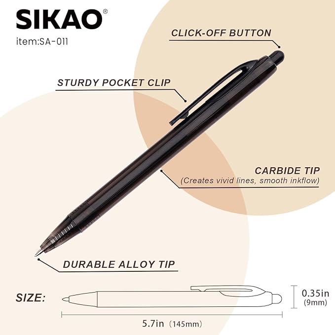 Black Pens Bluk | 60 Pack Durawrite Retractable Ballpoint Smooth Writing | Ball Point Click Pens Black Ink 1.0mm with Clear & Vivid Lines for Servers School Office Supplies, Lapiceros