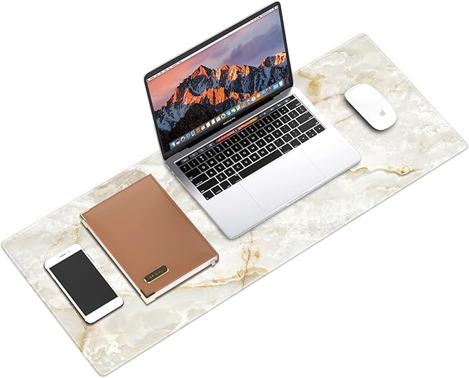 Galdas Large Mouse Pad Marble Pattern XXL XL Large Mouse Pad Mat Long Extended Mousepad Desk Pad Non-Slip Rubber Mice Pads Stitched Edges Thin Pad (31.5x11.8x0.12“)