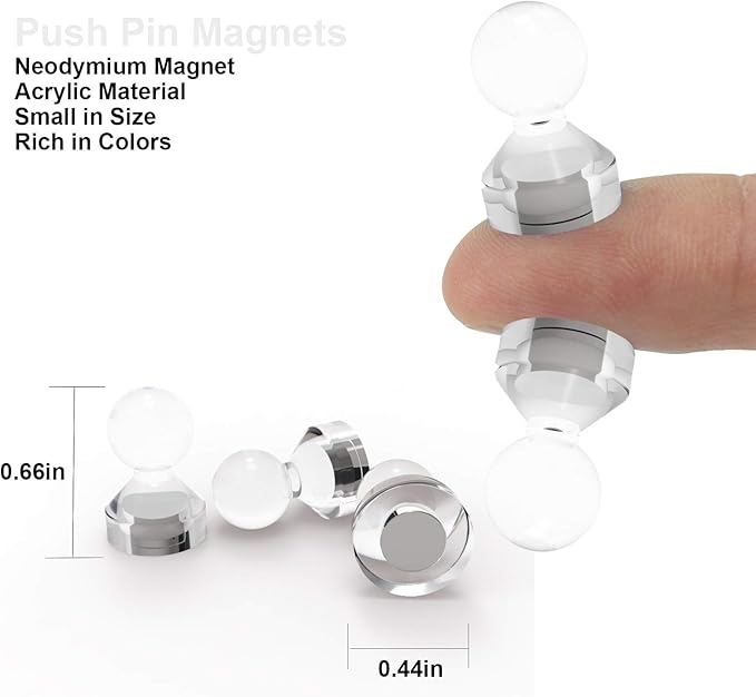 Ant Mag Magnetic Push Pins Strong Push Pin Magnets for Fridge Whiteboards Calendars Maps in School & Office Pack of 18 White