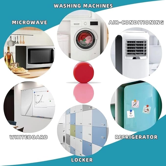 Qualsen Fridge Magnets 50 Pack, Funny Cute Heavy Duty Round Refrigerator for Whiteboard, Locker, Office, Classroom (Black)